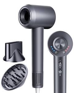 lot 4101 image: KVINEEN Hair Dryer with Diffuser, Blow Dryer with 160000 RPM Brushless Motor and Negative Ions for Fast Drying, Advanced Heat Control to Prevent Damage, Low-Noise Design, Self-Clean, Gray