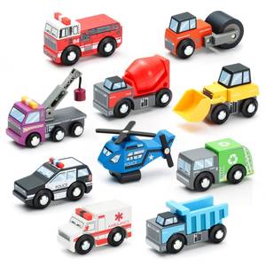lot 4108 image: SainSmart Jr. Wooden Train Set Accessories Toy Cars (10 PCS), Compatible with All Major Brands, Gift for Toddlers and Kids Aged 3