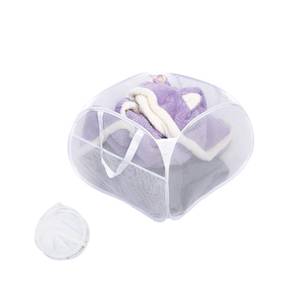 lot 4124 image: HEDONLEE Collapsible Laundry Basket, 90L Foldable Pop-up Laundry Hamper with Handles, Mesh Dirty Clothes Hamper for Laundry, Bathroom, Kids Room, Dorm,Travel or Camping (White)