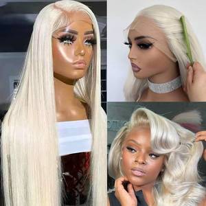 lot 4128 image: Ubetta White Blonde Lace Front Wigs Human Hair, Glueless Transparent 13x6 Lace Front Wigs Human Hair Pre Plucked 30 Inch Platinum Blond Wig 180percent Density HD Lace Fronta Wig for Women