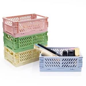 lot 4133 image: Xhwykzz 4 Pack Mini Foldable Plastic Small Baskets for Organizing and Storage, Collapsible Storage Crate for Home Bedroom Office Classroom Drawer Organizers (5.9x3.9x2.2in) Mini Size