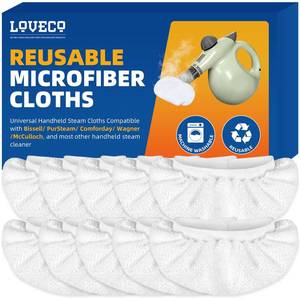 lot 4134 image: LOVECO 10 Pack Universal Microfiber Cloths for Handheld Steam Cleaner - Compatible with Bissell Steam Shot, Comforday, PurSteam, Wagner, etc - Reusable Washable Microfiber Rags