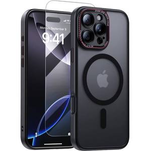 lot 4137 image: JUESHITUO for iPhone 16 Pro Max Case with 1X Screen Protector, Tailored for MagSafe Mil-Grade Shockproof Defense with Integrated Lens Protection Phone Case for iPhone 16 Pro Max, Black Titanium