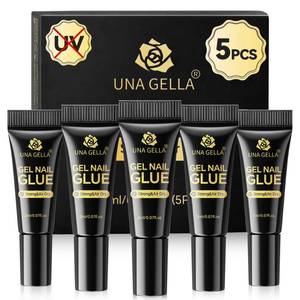 lot 4141 image: UNA GELLA Super Strong Nail Glue 2ml x 5Pcs for Press On Nails, Nail Tips and Clear Fake Nails, Mini Tubes Quick Drying Semi Solid Nail Glue for Press ons No UV Light Needed Long Lasting Mess-Free