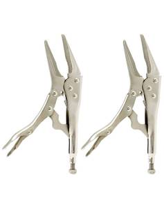 lot 4154 image: QWORK 2 Pack Original Locking Pliers - 9 Long Nose, Curved Jaw, 2-34in Max Openingin