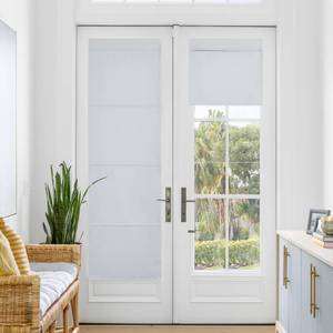 lot 4166 image: NICETOWN Blackout Door Blinds, No Drill No Tools Thermal Insulated Door Shade for French Window, Roman Roll Up Curtains for Light Conrol, Sidelight Curtains, 24 W x 72in L, 1 Panel, Greyish Whitein