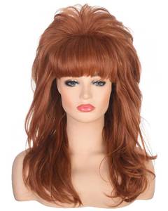 lot 4168 image: AMZCOS 80s Women Beehive Wig Long Wavy Ginger Bouffant Synthetic Hair Wigs for Married Housewife Big Red Vintage Costume Cosplay Halloween Party