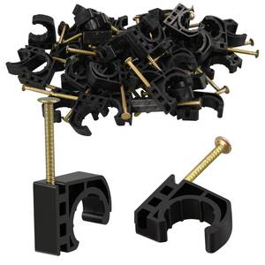lot 4176 image: 50 Pack 12 Half Clamps J-Hook with Nails Set, J Clamps for PEX, Copper, CPVC Tubing Connectionsin