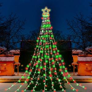 lot 5025 image: PUHONG Christmas Star Lights,16.4Ft 320 LED Christmas Decoration String Lights8 Modes and Waterproof ,with 11 Lighted Star for Halloween Xmas New Year (Plastic Star-Red and Green)in