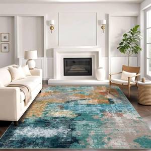 lot 5029 image: vivorug 5x7 Area Rugs - Ultra-Thin Washable Rug with Non-Slip Backing, Ideal for Living Room, Bedroom, Kitchen Floor Carpet - Modern Abstract, Easy Clean, Durable, Low Pile, Rosy Clouds