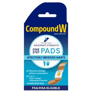 lot 6003 image: Compound W Wart Remover Maximum Strength One Step Pads with Salicylic Acid, 14 Medicated Pads