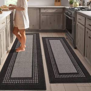 lot 6284 image: Kitchen Rugs Set,Non Slip Kitchen Mats for Floor-Thick Stain Resistant Kitchen Floor Mat Runner Carpet for Hallways Entryway Laundry Room Washable(20x48in20inx59in,Grey)in