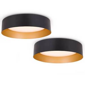 lot 6285 image: Bargeni Flush Mount Ceiling Lights,12.5 inch Ceiling Light Fixture,3000K18W, Matte Black with Champagne Gold Inside Finish,Flush Mount Light Fixture for Balcony,Outdoor,Kitchen,ETL Listed-2 Pack
