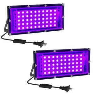 lot 6294 image: Elwoks 50W LED Black Light 2 Pack, Ultra Thin Black Lights Flood Lights with OnOff Switch, Glow in The Dark, for Party, Halloween, Body Painting