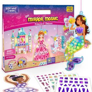 lot 6295 image: Imagimake Mirror Mosaic Princess and Unicorn Kids Art Set  DIY Art and Craft Kits  Foil Stickers for Kids  Travel Toys  Birthday Gift for Girls Ages 3,4,5,6,7,8  Easter Basket Stuffers