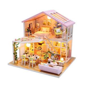 lot 6300 image: OZJAY DIY Miniature House Kit, Mini House Building Kit with LED and Furniture, DIY Wooden Dollhouse Miniature Kit for Adults Teen, Dollhouse Kit for Birthday Valentinefts Day, Sweet Time