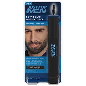 lot 6312 image: Just For Men 1-Day Beard and Brow Color  Brush-InWash-Out  Darkest BrownBlack 0.3 Fl. oz.