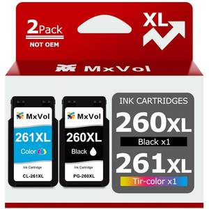 lot 6322 image: 260XL 261XL Replacement for Canon Ink 260 and 261 Ink Cartridges PG-260 XL CL-261 XL for Canon Pixma TS6420a TS6420 TS6400 TR7020a TR7020 TR7000 TS5300 TS5320 Printer Ink Cartridge (1 Black,1 Color)