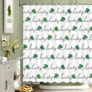 lot 6330 image: MEHOFOND St. Patrickfts Day Shower Curtain Irish Green Clover Shower Curtain for Bathroom Lucky Abstract Lines St. Patricks Day Bathtub Home Decor Fabric Waterproof Washable Bath Curtain 72x72 Inch