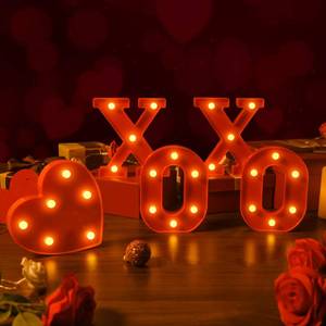 lot 6334 image: EDYCON 5Packs Valentinefts Day Letter Lights Sign Table Decorations LED Light up Letters Battery Powered Letter for Home Party Bedroom Tabletop Fireplace Indoor Decor(XOXO Heart)