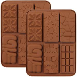 lot 6364 image: C-CO 6 in 1 Silicone Break Apart Chocolate Bar Mold, Silicone Molds for Wax Melts Non Stick Homemade Protein and Energy Bar Mould, Pack of 2