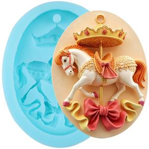 lot 6365 image: YABONAN Carousel Horse Silicone Molds Merry-Go-Round Fondant Chocolate Mold for Cake Decorating Cupcake Topper Candy Gum Paste Polymer Clay