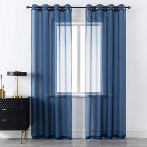 lot 6386 image: DUALIFE Navy Blue Curtains 96 Inches Long for Living Room Set of 2 Panels Grommet Window Coastal Dark Blue Sheer Curtains for Bedroom 52x96 Inch Length Indigo Blue