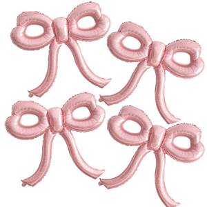 lot 6394 image: 4 Pcs Pink Bow Balloons Bow Party Decorations for Girl Women Pink Bow Birthday Decorations Giant Foil Balloon for Baby Shower Bridal Engagement Wedding Decor Bachelorette Party Supplies