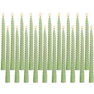 lot 6399 image: 20 Pack 10 Inch Sage-Green Spiral Taper Candles for Christmas and Spring Home Decoration, Unscented Dripless Twisted Candlesticks for Dinner St. Patrickfts Day Earth Day and Garden Parties