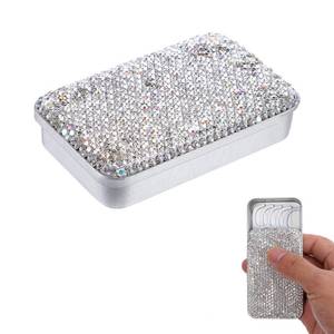 lot 6412 image: 1 PC Dental Floss Portable Case, Bling Container Tooth Picks Dispenser Convenient Refillable Glide Floss Storage Container, Portable Bling Diamond Case for Travelling Flossing Solution, Silver