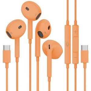 lot 6413 image: 2 Packs USB C Headphones for iPhone 17 16 15 Pro Max, Type C Earphones with Microphone and Volume Control USB C Wired Earbuds for Galaxy S25 S24 S23 S22 S21 S20 Ultra, Note 1020, for Pixel 9 8 Orange