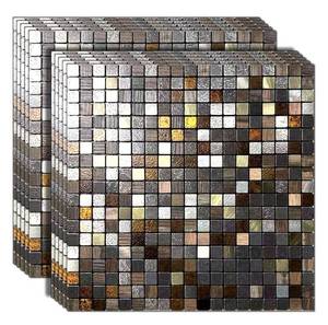 lot 6418 image: weimeisc 9-Sheet Peel and Stick Backsplash Tile, Self-Adhesive Aluminum 3D Wall Panels, Wall Sticker Metal Mosaic for Kitchen, Living Room, Bedroom (Mixed Copper)