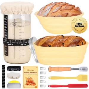 lot 6426 image: Sourdough Starter Kit, 34oz Sourdough Starter Jar, 2 Bread Proofing Baskets, Thermometer, Feeding Time Tracker, Metal Scraper, Easy to Clean, Complete Sourdough Bread Baking Supplies for Beginners