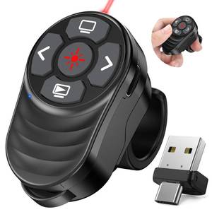 lot 6434 image: Wireless Presentation Clicker Rechargeable, Finger Ring Powerpoint Clicker with Red Laser Pointer, Presenter Remote PPT Clicker for Powerpoint Presentations for Mac Computer Laptop