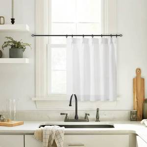 lot 6437 image: White Modern Farmhouse Style Boho Pinch Pleat Linen Sheer Tier Short Curtains for Small Window 30x24 Inches Long Kitchen Window Cafe Curtains Over Sink