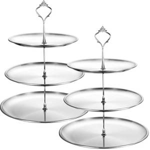 lot 6445 image: Gerrii Set of 2 Cupcake Display Stands 3 Tier Serving Tray Platters Stainless Steel Cup Cake Tower for Birthday Party Wedding Dessert Cookie Candy(Silver)