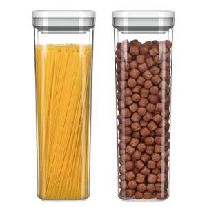 lot 6448 image: MR.SIGA 2 Pack Airtight Food Storage Container Set, BPA Free Kitchen Pantry Organization Canisters, One-handed Airtight Cereal Spaghetti Storage Containers, 2.1 L  72oz, White