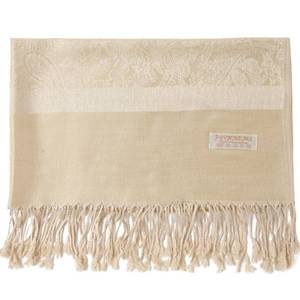 lot 6466 image: Becolored Paisley Scarf Shawl Jacquard Wrap Stole Two Tones Vintage Soft Lightweight With Fringes Reversible (28-Champagne)