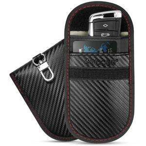 lot 6468 image: TICONN 2PK Faraday Bags for Car Keys Fob, 3.5ftftX5.0ftft Faraday Cage Protector, Car RFID Signal Blocking, Anti-Theft Pouch Anti-Hacking Case Blocker (Carbon Fiber)