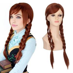 lot 6469 image: SARLA Girls Long Braided Auburn Wig Straight 22 Inch Synthetic Pigtail Hair for Cosplay Party Halloween Costume Child Size