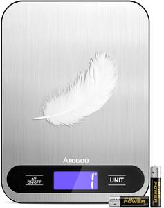 lot 6474 image: Atogou Food Scale, 33lb 15kg Digital Kitchen Scale with Full View LCD Display, Durable Stainless Steel Surface, for Cooking, Baking, Meal Prep Black