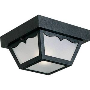 lot 11111 image: Progress Lighting 1-Light Indoor and Outdoor Flush Mount Ceiling Light, Interior and Exterior Ceiling-Mount Light Fixture for Porch Light, Patios, Garages, Hallways, Non-Metal, 8-14 by 4-34in, Blackin