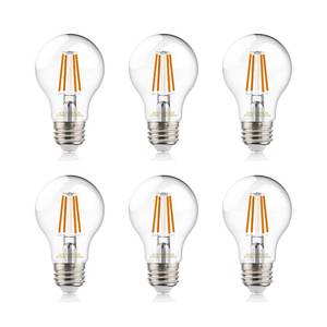 lot 11112 image: helloify A19 LED Filament Bulbs, 60W Equivalent, Edison Vintage Dimmable Energy Efficient Lamp for Pendant Wall Light Fixtures Office Bedroom Bathroom, E26 Base, 2700K Warm White Light, 6PCS