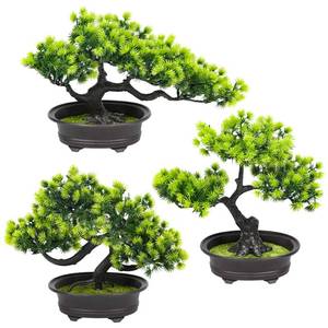 lot 11116 image: Artificial Bonsai Tree Fake Plants 3 POTS Artificial Plant Indoor Small Faux Juniper Decoration, Office Desk Shelf Bedroom Living Room Decor