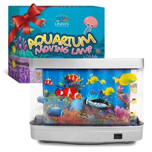 lot 11119 image: Lindafts Essentials Fake Fish Tank Frutiger Aero Fish Lamp - Fake Aquarium Decorative Lamp, Artificial Fish Tank with Moving Fishes, Artificial Baby Aquarium Toy Night Light, Plug in Moving Lamp