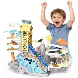 lot 11120 image: Dinosaur Climbing Stairs Toy - Dinosaur Race Track Toy for 3 4 5 Year Old Boys Birthday Gift, Dinosaur Track with Music and Light, Dino Slide Toys for Boy Age 4-7 (Blue)
