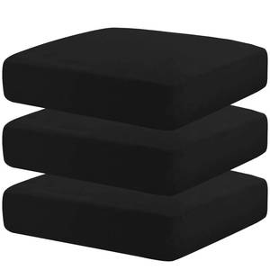 lot 12189 image: MAXIJIN Velvet Stretch Cushion Covers Fitted Couch Cushion Slipcovers Sofa Seat Cover for Individua Cushions with Elastic Bottom (3 Piece Sofa Seat Slipcovers, Black)