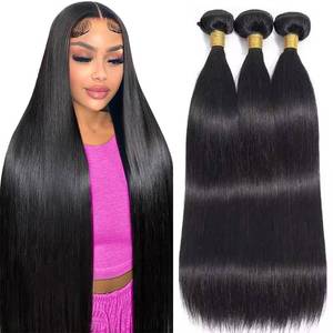 lot 12200 image: #1B Natural Color Bundles Human Hair Straight Bundles Human Hair 28 30 32 Inch SeeGovie Unprocessed Brazilian Virgin Hair Natural Black Straight Bundle Human Hair Extensions 150 Gram