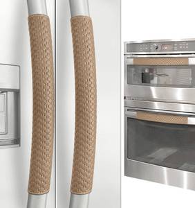 lot 12241 image: Refrigerator Door Handle Covers, Set of 4, Performance Appliance Handle Covers, Non-Slip Fridge Door Handle Covers, Keep Your Kitchen Clean, Microwave Oven Dishwasher door Handle Protectors(Brown)