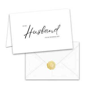 lot 12252 image: To My Husband On My Wedding Day Card from Bride or Partner, Romantic Wedding Day Note for Groom, Blank Inside 300 gsm 6x4 Greeting Card with White Envelope and Gold Seal, Sentimental Keepsake Gift